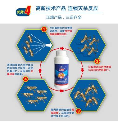 白蚁药 杀白蚁药 白蚁防治药家庭预防白蚁药水 卫豹联笨菊酯5%灭白蚁